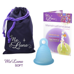 Menštruačný kalíšok Me Luna Soft XL Shorty s očkom tyrkysová (MELU100)