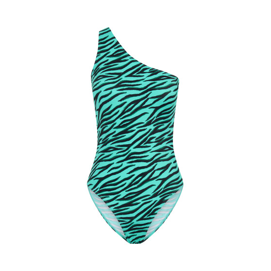 Menštruačné plavky Modibodi One-Shoulder Party Animal Green (MODI4341PAG)