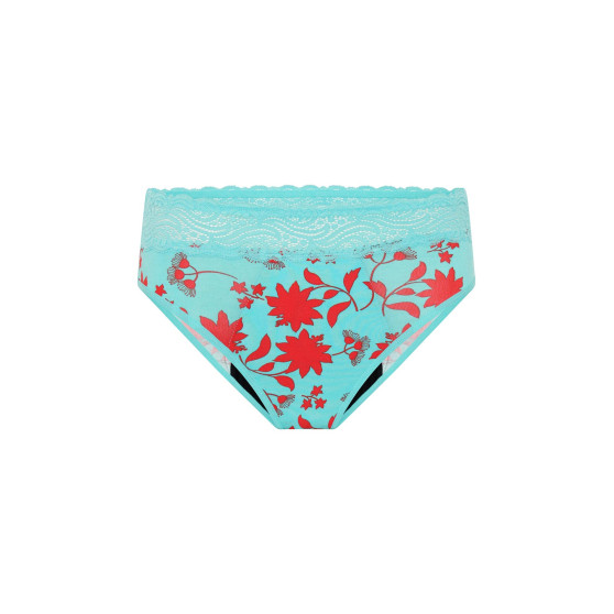 Menštruačné nohavičky Modibodi Sensual Hi-Waist Bikini Maxi Wildflower Aqua - VYBALENÉ (MODI4042WAVYB)
