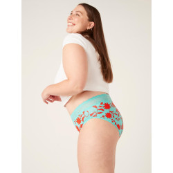 Menštruačné nohavičky Modibodi Sensual Hi-Waist Bikini Maxi Wildflower Aqua - VYBALENÉ (MODI4042WAVYB)
