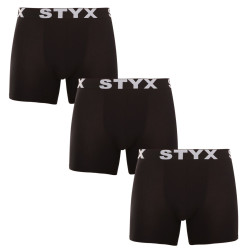 3PACK pánske boxerky Styx dlhé športová guma čierne (3U960)